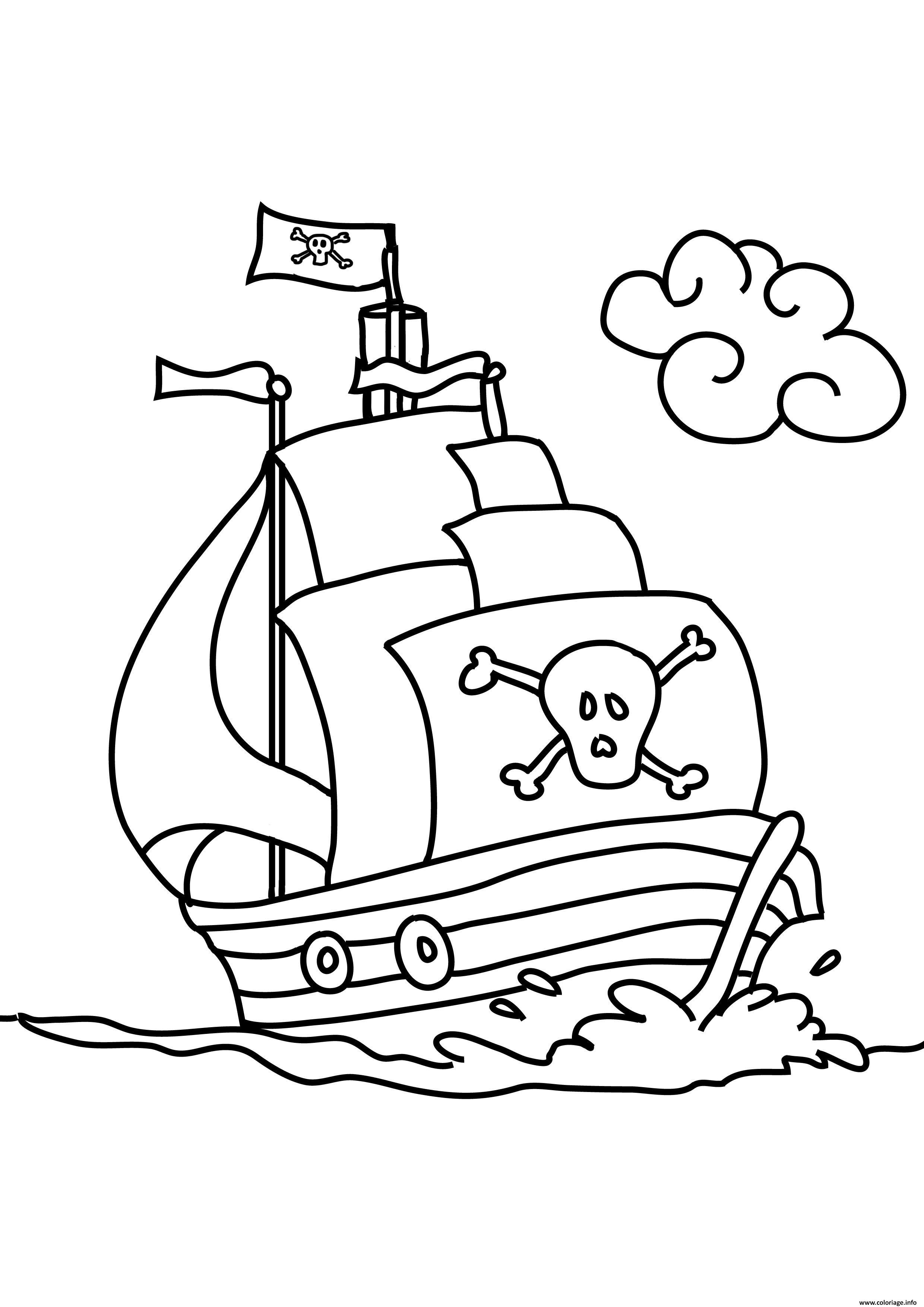 Dessin bateau de pirates facile maternelle Coloriage Gratuit   Imprimer