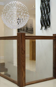 Glass Balustrading Oak Handrail With Glass Toughened Glass