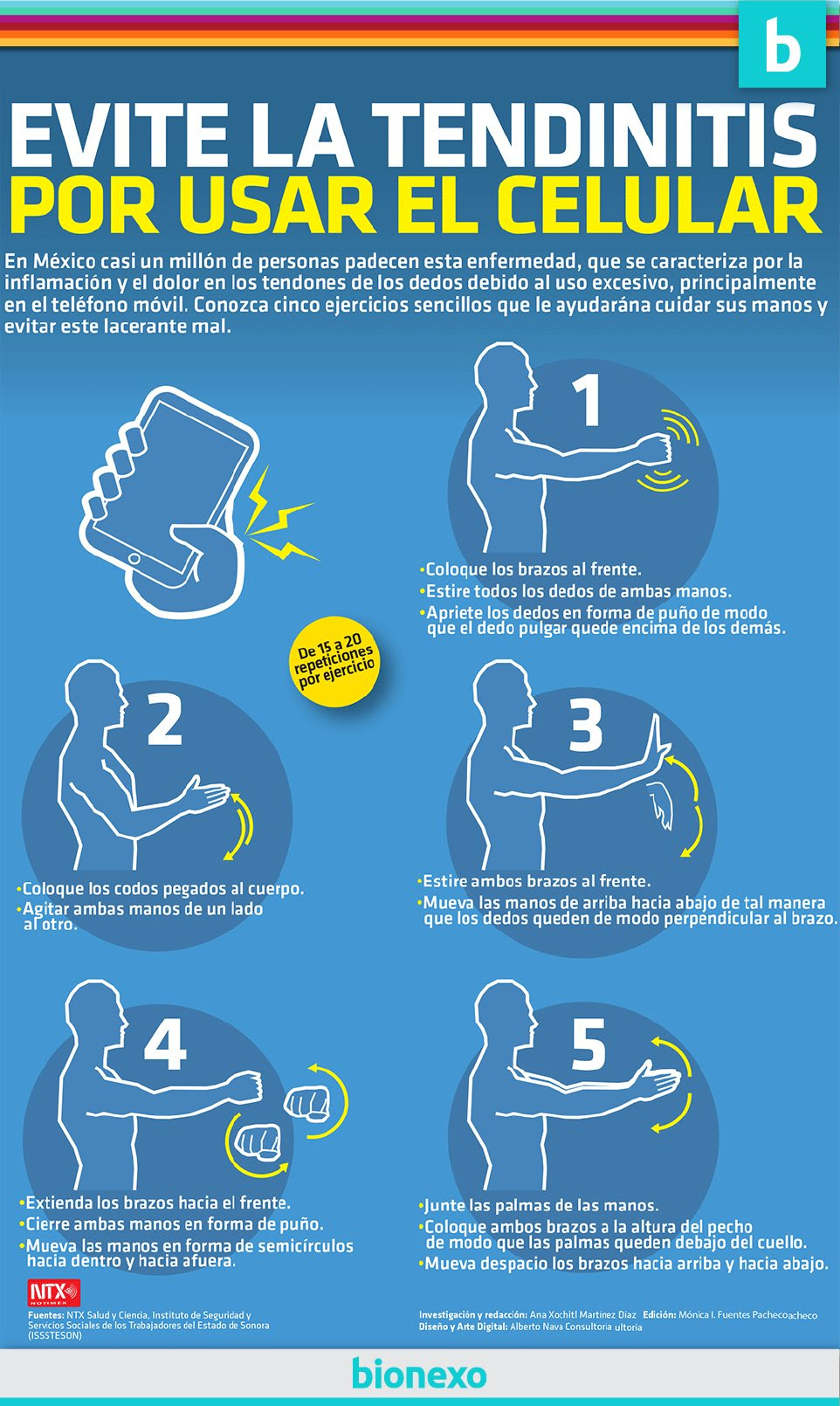 Ejercicios para evitar la tendinitis por el uso del móvil