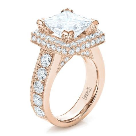 Often we find ourselves following traditions without actually knowing where these traditions started and why we take part in them. 18k Rose Gold Custom Princess Cut And Halo Engagement Ring