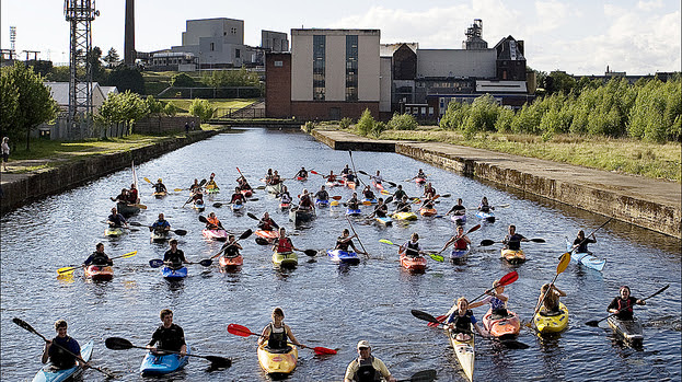 Canoeists on Forth and Clyde Canal, Glasgow.