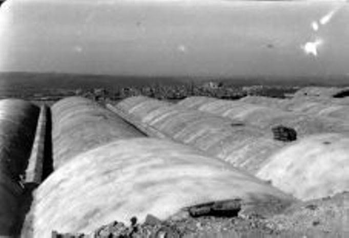 Depósitos del Cerro de los Palos de Toledo fotografiados antes de recibir el agua del Torcón en 1948