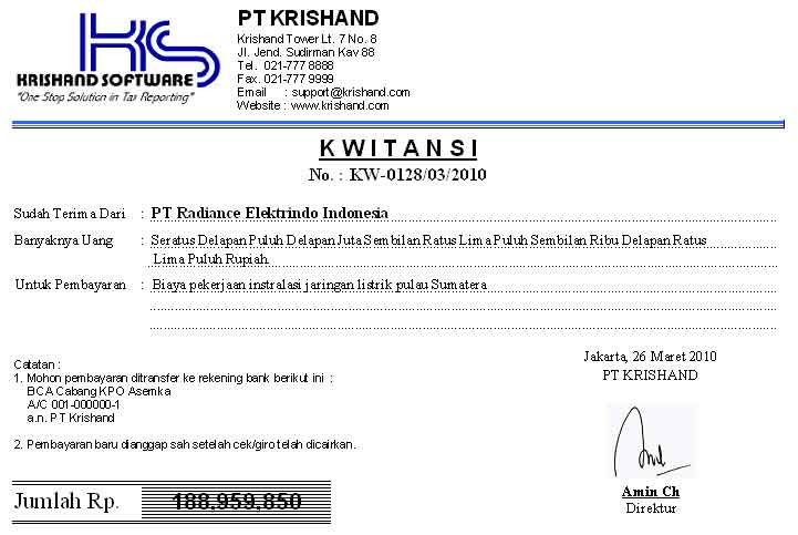 Contoh Invoice Pembayaran