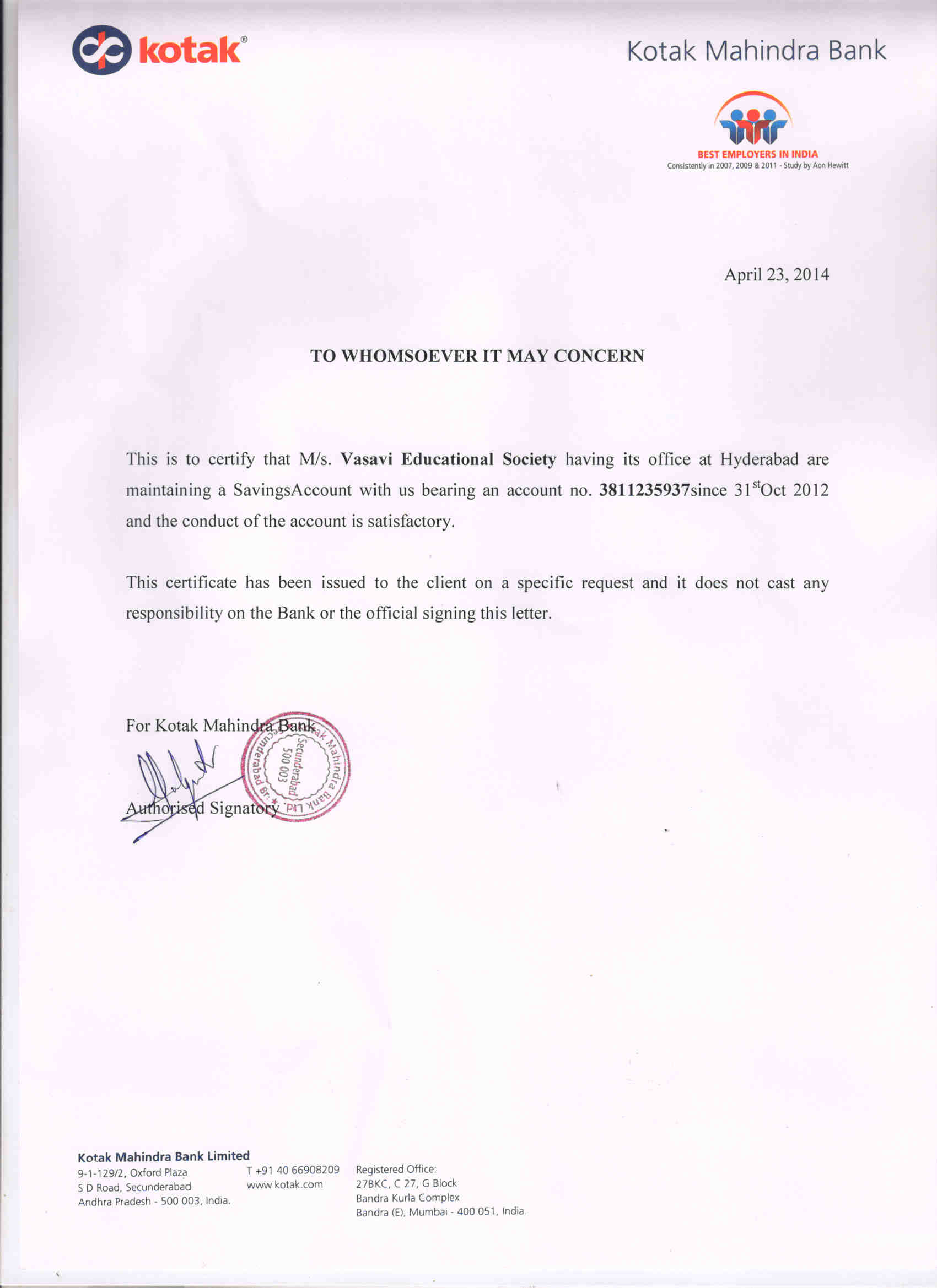 payment notice letter Vijetha Distance Academy   Education