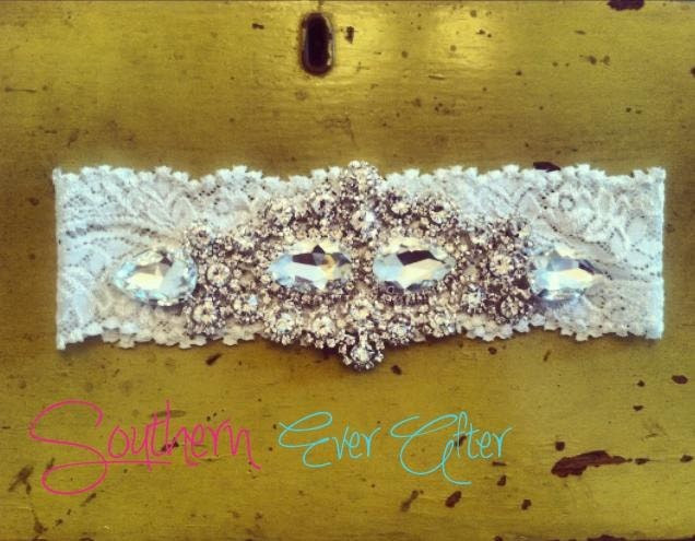Rhinestone Wedding garter ON SALE / bridal garter/ lace garter / toss garter / Something Blue wedding garter / vintage / Shabby Chic