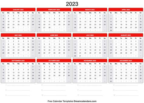  free printable 2023 calendar strip