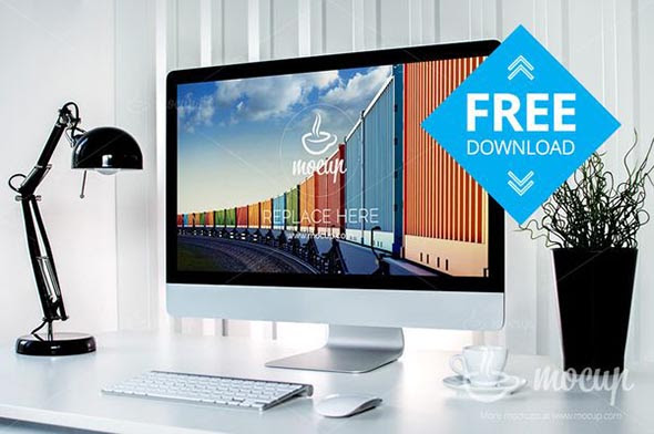 22Free Container 5K IMac Mockup PSD