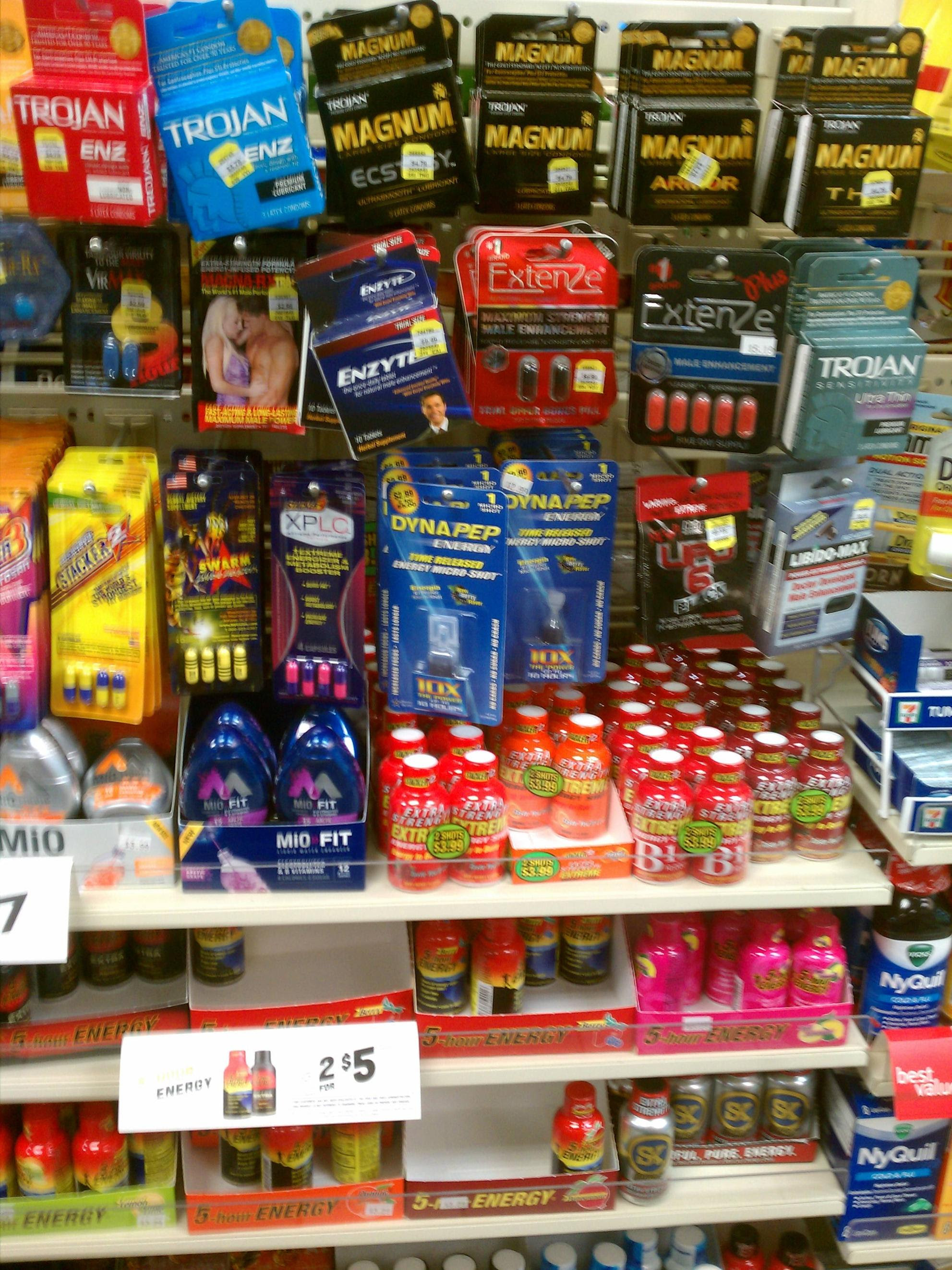 A 7-11 by my work put the condoms and "male enhancement ...