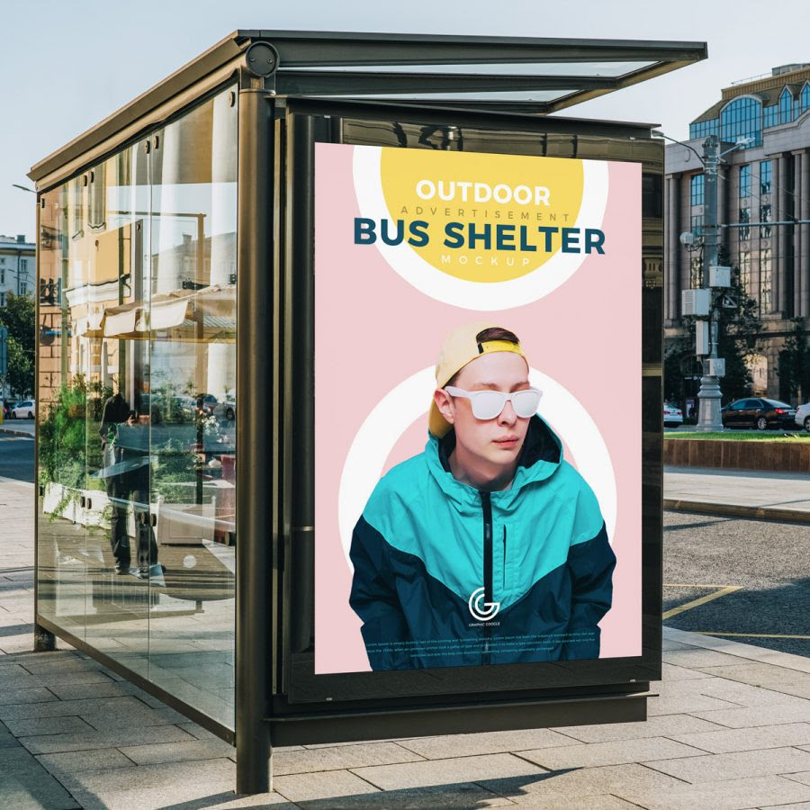 Download Free Outdoor Advertisement Bus Shelter Mockup PSD 2018 ...