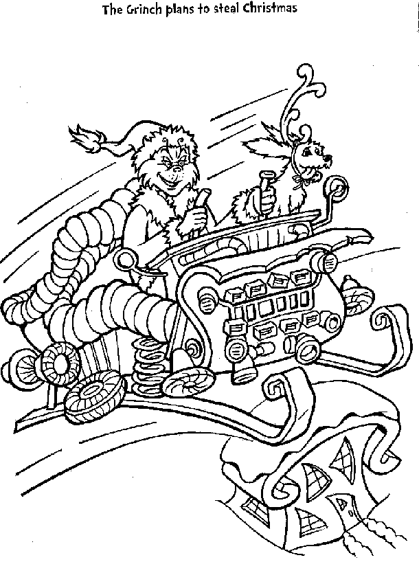 The sleigh of the Grinch coloring book sheets for free print out.