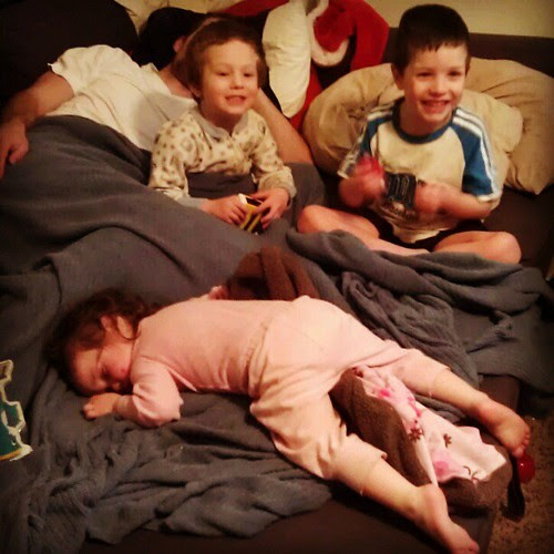 Letting them stay up late for the last night in 2012! 2 out of the 4 are already asleep. #wearenotthatexciting :)