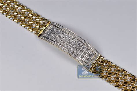 Our wide selection is elegible for free shipping . Mens Diamond ID Cuban Link Bracelet 14K Yellow Gold 6.35