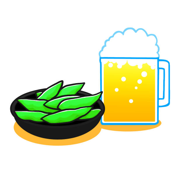 枝豆とビールのイラスト かわいいフリー素材が無料のイラストレイン