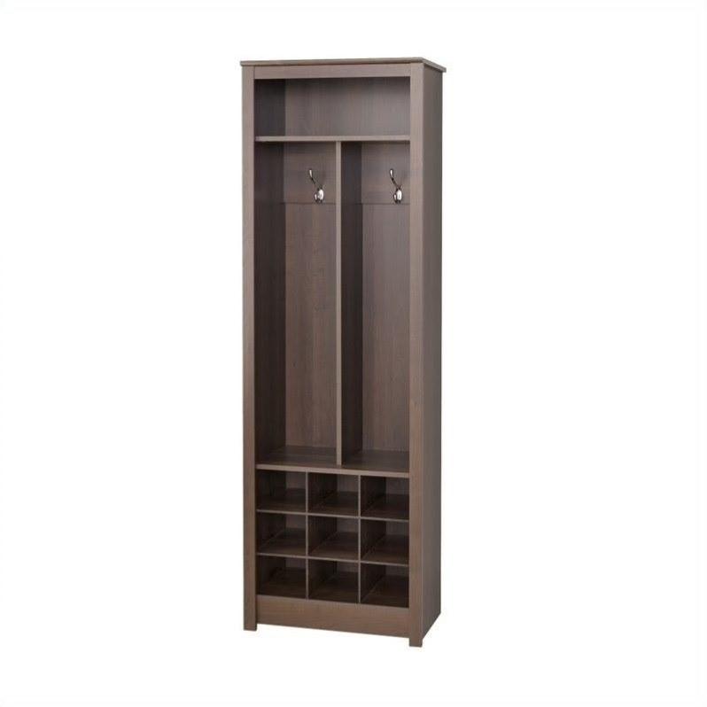 Prepac Space-Saving Entryway Organizer with Shoe Storage in Espresso