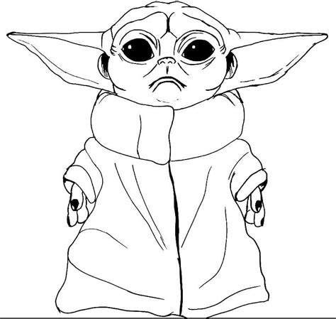 The mandalorian and baby yoda aboard the spaceship. animated baby yoda coloring page free printable coloring pages for kids