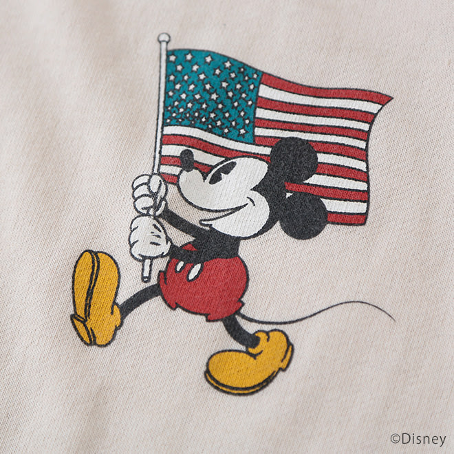 ミニ裏毛 ミッキーデザイン ボートネック 柄アップ Dtimes