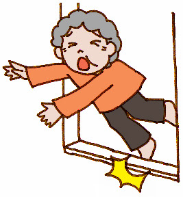 Otナガミネのリハビリイラスト集 患者 転倒 事故 ケガ 怪我 転ぶ 躓く 高齢者 老人 お年寄り