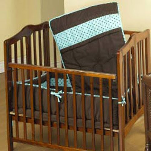 Baby Doll Bedding Cocoa Dots Port-a-Crib Set, Brown/Aqua