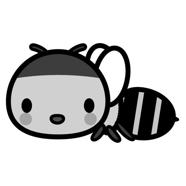 モノクロでかわいい蜜蜂の無料イラスト 商用フリー オイデ43
