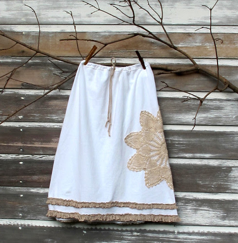  woman's skirt with vintage doily