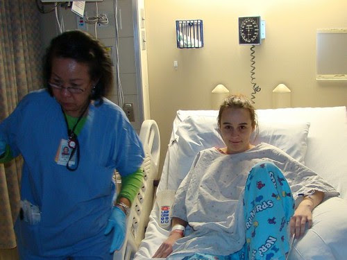 Getting her IV changed