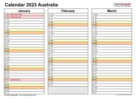  australia calendar 2023 free printable pdf templates