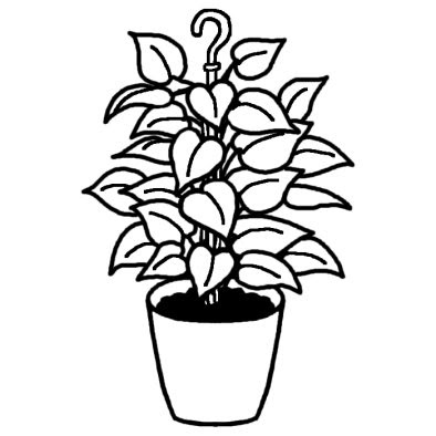 観葉植物8 観葉植物 花 無料 白黒イラスト素材