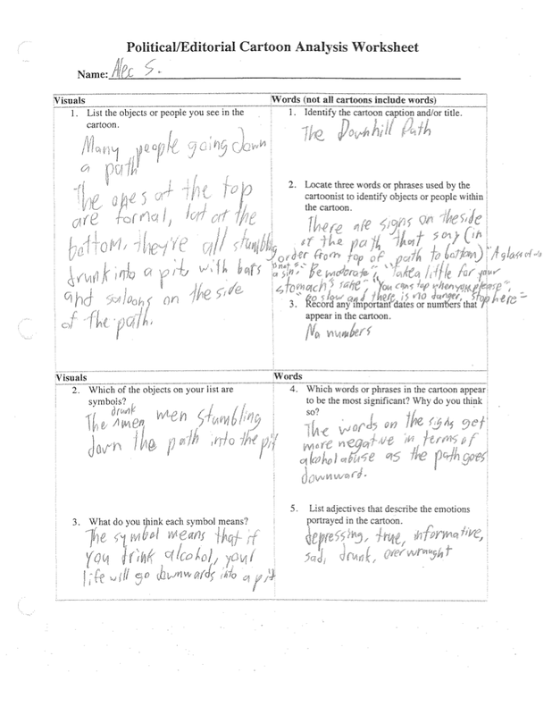 Political Cartoon Analysis Worksheet - Something Along the ...