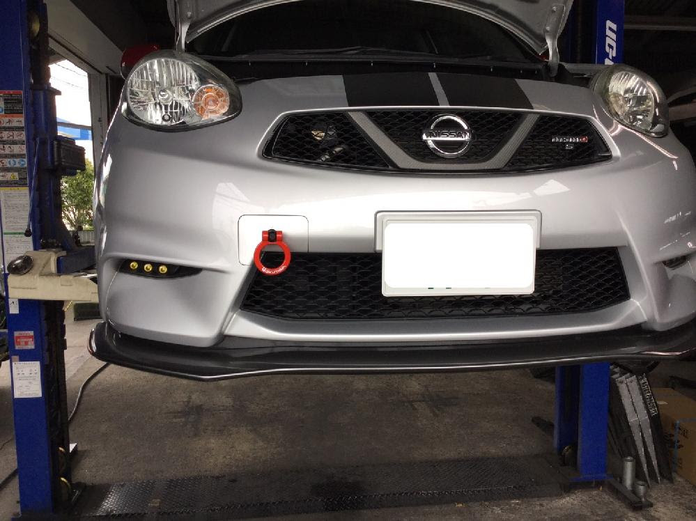 K13改 ニスモマーチ 牽引フック取付 足廻り交換 京都 久御山 K T M