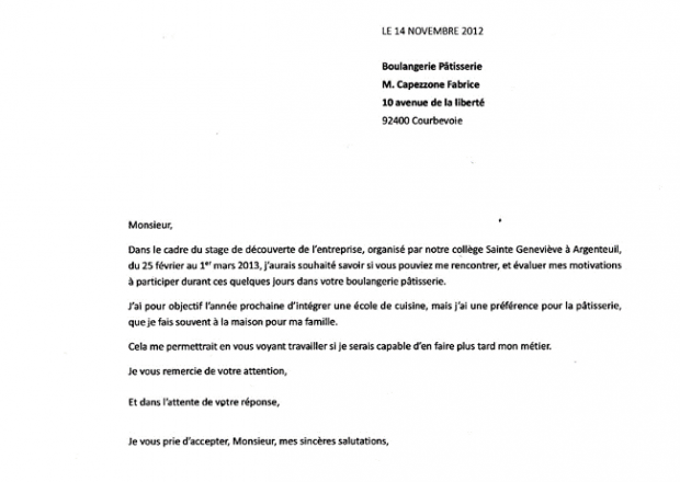 Exemple de lettre de motivation pour intégrer un lycée professionnel
