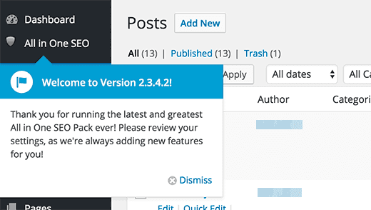 All in One SEO menu item in WordPress All in One SEO menu item in WordPress