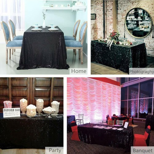 Linen Tablecloth Home Garden 60 X102 Black Sequin Table Linens Glitter Tablecloth Wedding Sequin Tablecloth