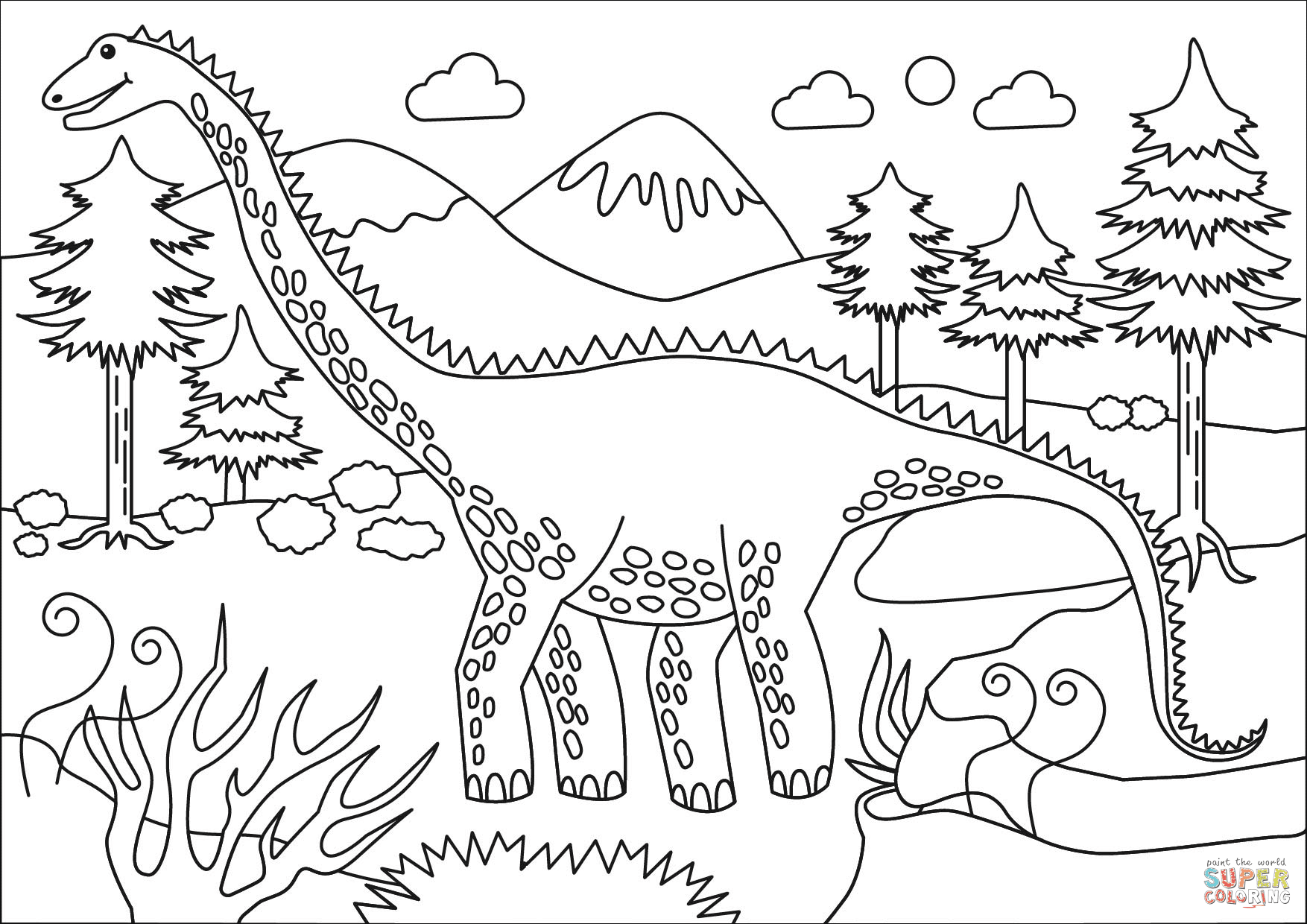 Download Diplodocus coloring page | Free Printable Coloring Pages