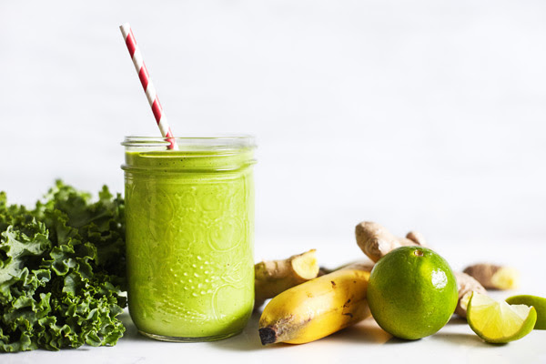 Vanilla Shakeology Recipes Fresh Start Smoothie with lime, banana, ginger, and kale