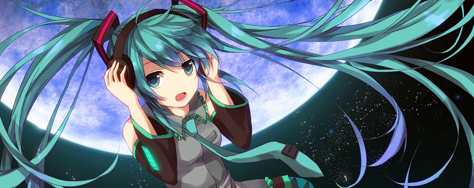 初音ミク 夜空の月とミクの綺麗なイラスト画像 ボカロ壁紙