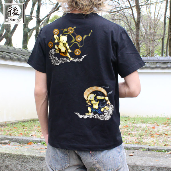 和柄ブランド 纏 まとい 和柄ｔシャツ レディース半袖 和柄ｔシャツ 半袖 レディース バックプリント 和柄ｔシャツ 猫風雷神 レディース半袖 バックプリント 和柄ｔシャツ 和柄商品 なら 和柄ブランド 纏 Matoi オンラインショップ