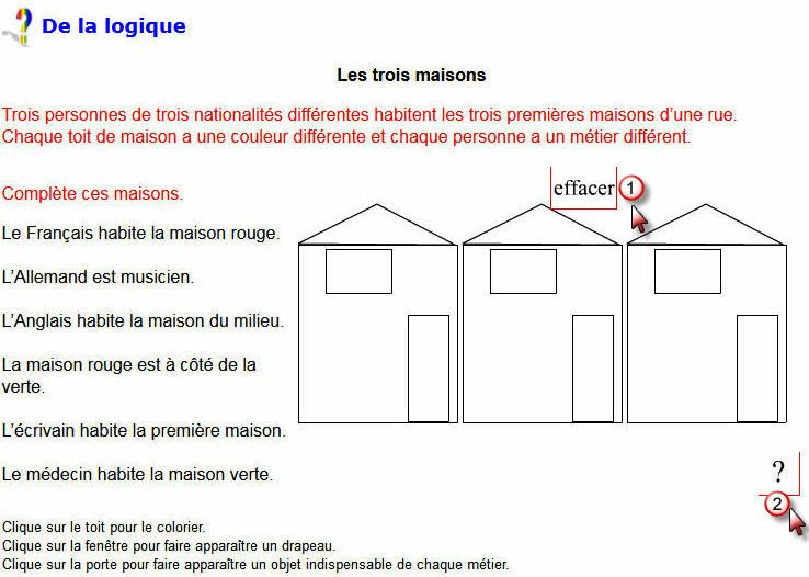 Jeu en ligne: Les 3 maisons. De la logique - Ressources du ...