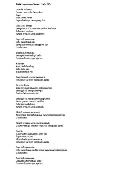 Lirik Lagu Awan: Menyentuh Hati dengan Keindahan Liriknya