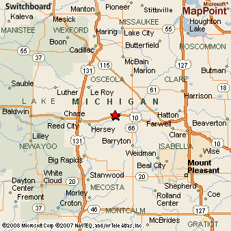Map Of Evart Michigan Evart, Michigan Area Map & More