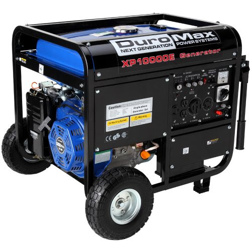 DuroMax XP10000E 10,000 Watt 16 HP OHV 4-Cycle Gas Powered Portable Generator With Wheel Kit And Electric Start
