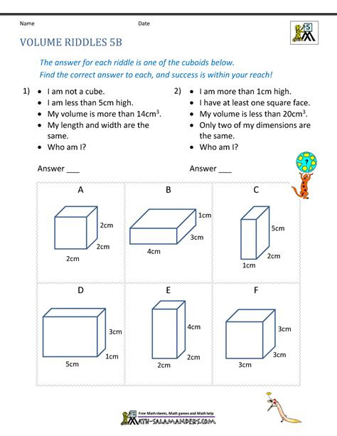  free printable volume worksheets
