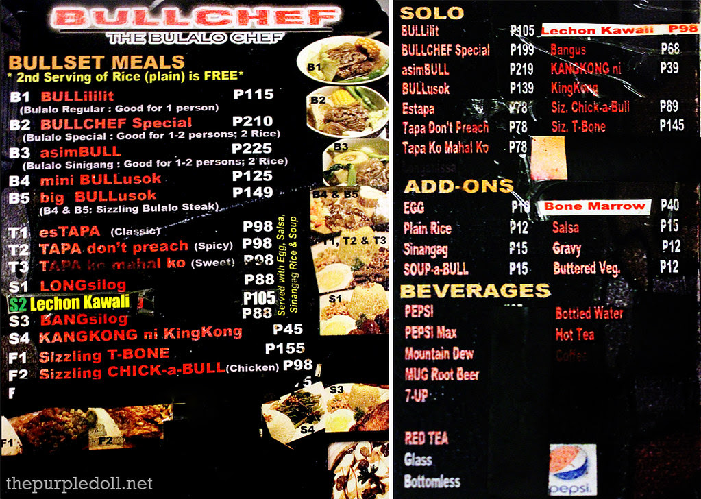 BULLCHEF Kapitolyo Pasig Menu