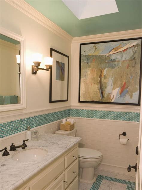 Tiling a bathroom floor is something a diyer of any level of experience can do themselves in just a weekend, as long as they've. Aqua Tile Bathroom With Contemporary Artwork | HGTV