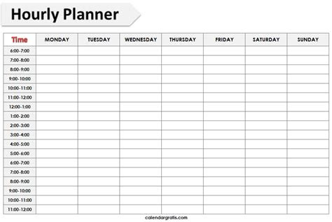  printable hourly schedule template 24 hours planner blank templates