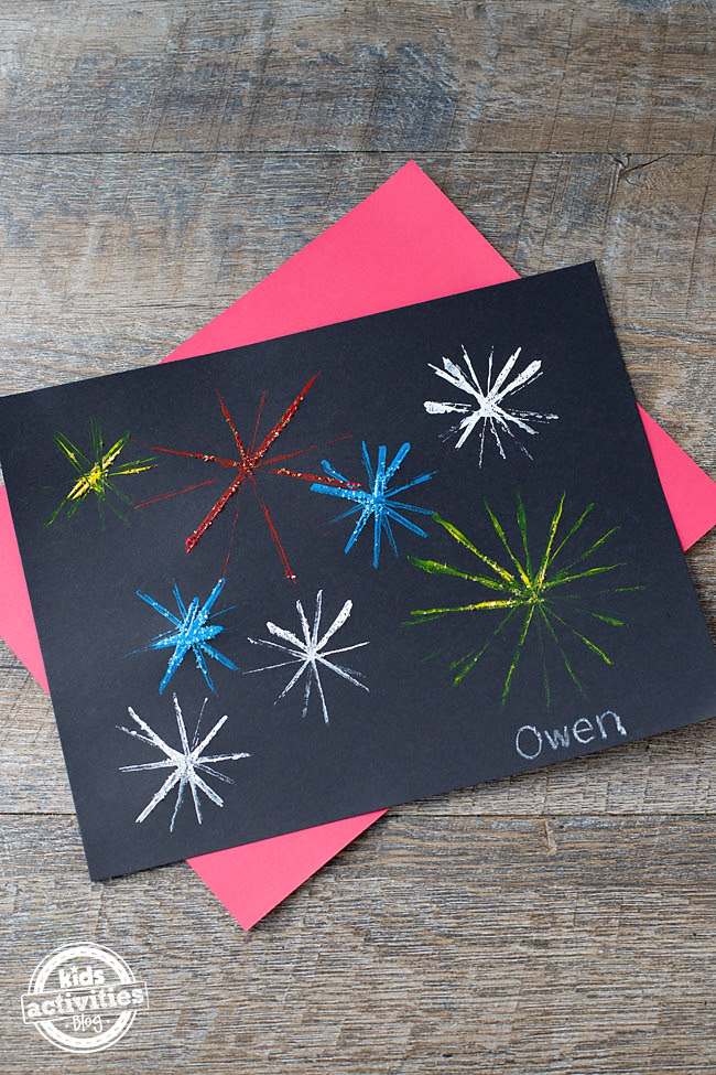 Craft Stick Fireworks Art