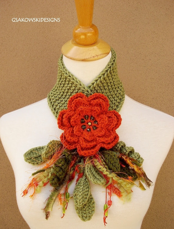 Terracotta  Flower Scarflette