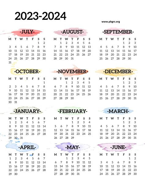  free printable academic calendar 2023 to 2024 templates