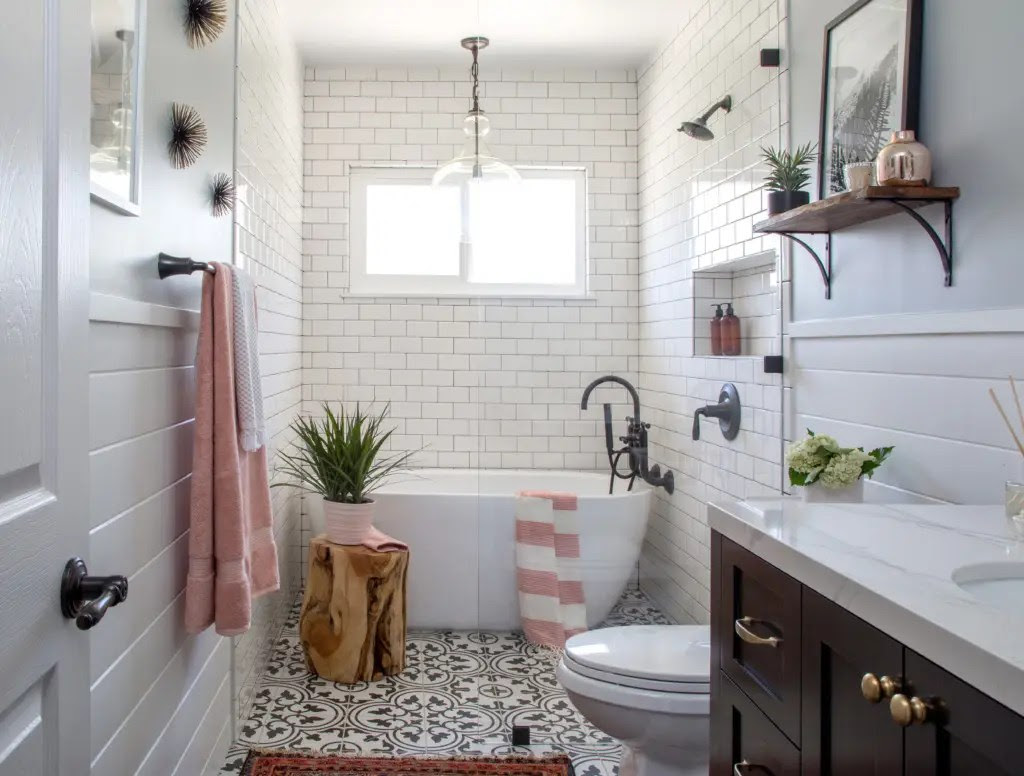 Modern bathroom design with bathtub