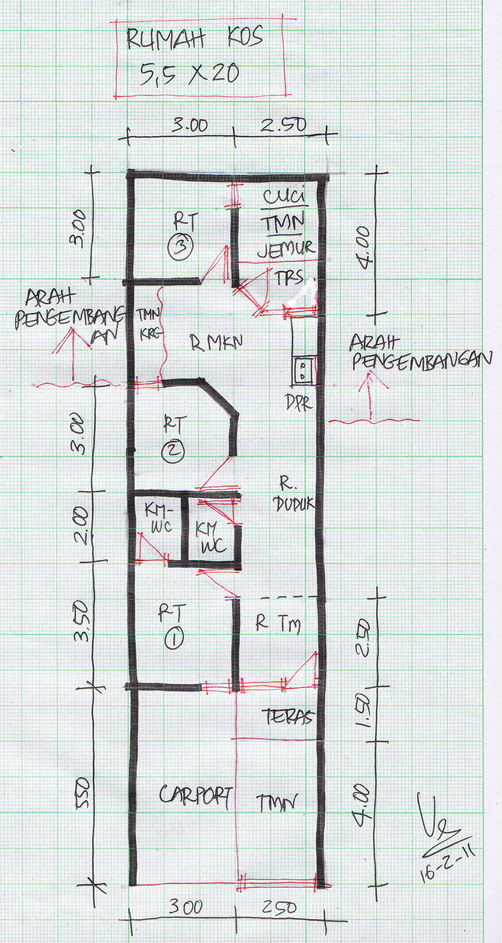 DENAH RUMAH TINGGAL LEBAR 5 METER  Gambar-Rumah-Idaman.com