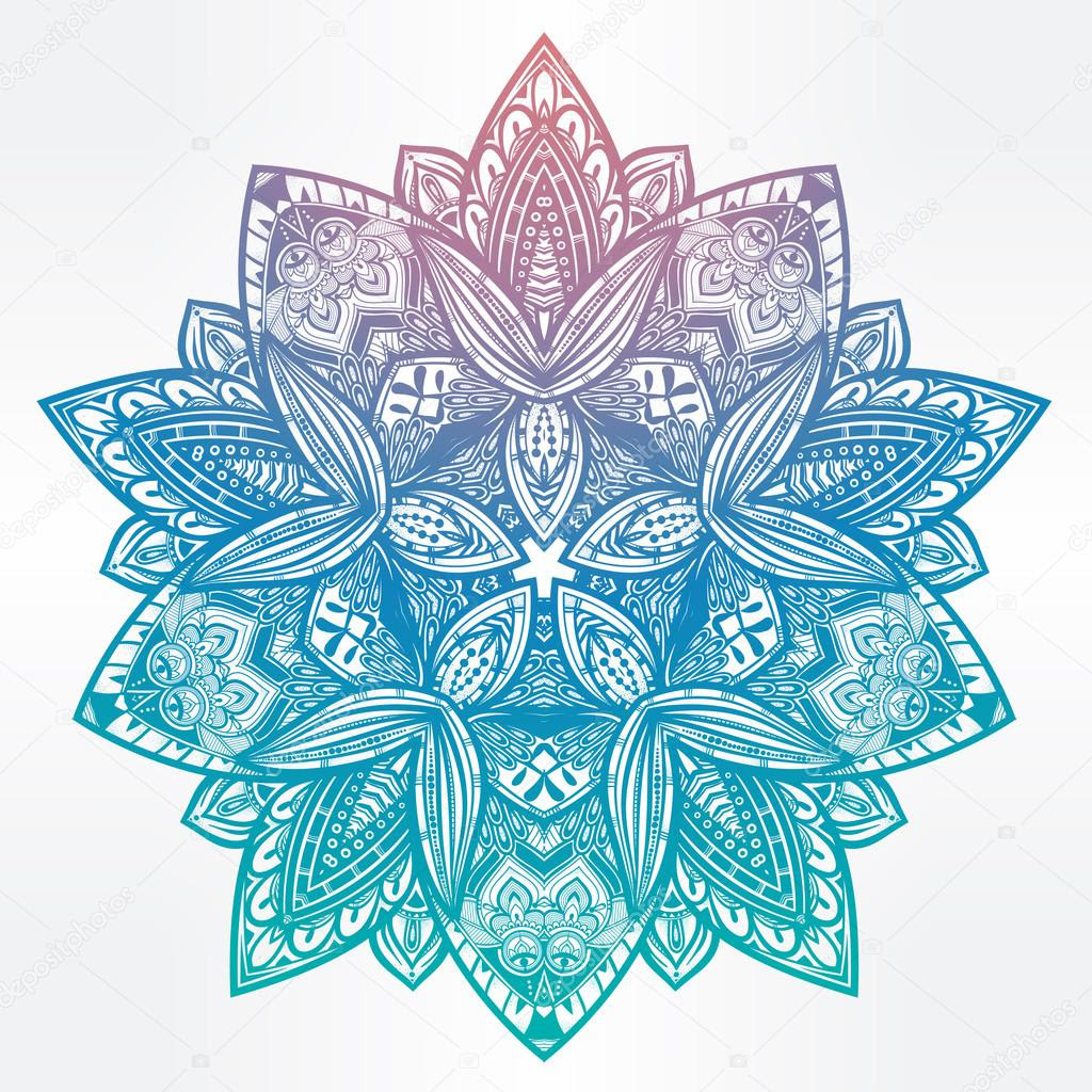 Download Paisley floral lotus mandala illustration. — Stock Vector ...